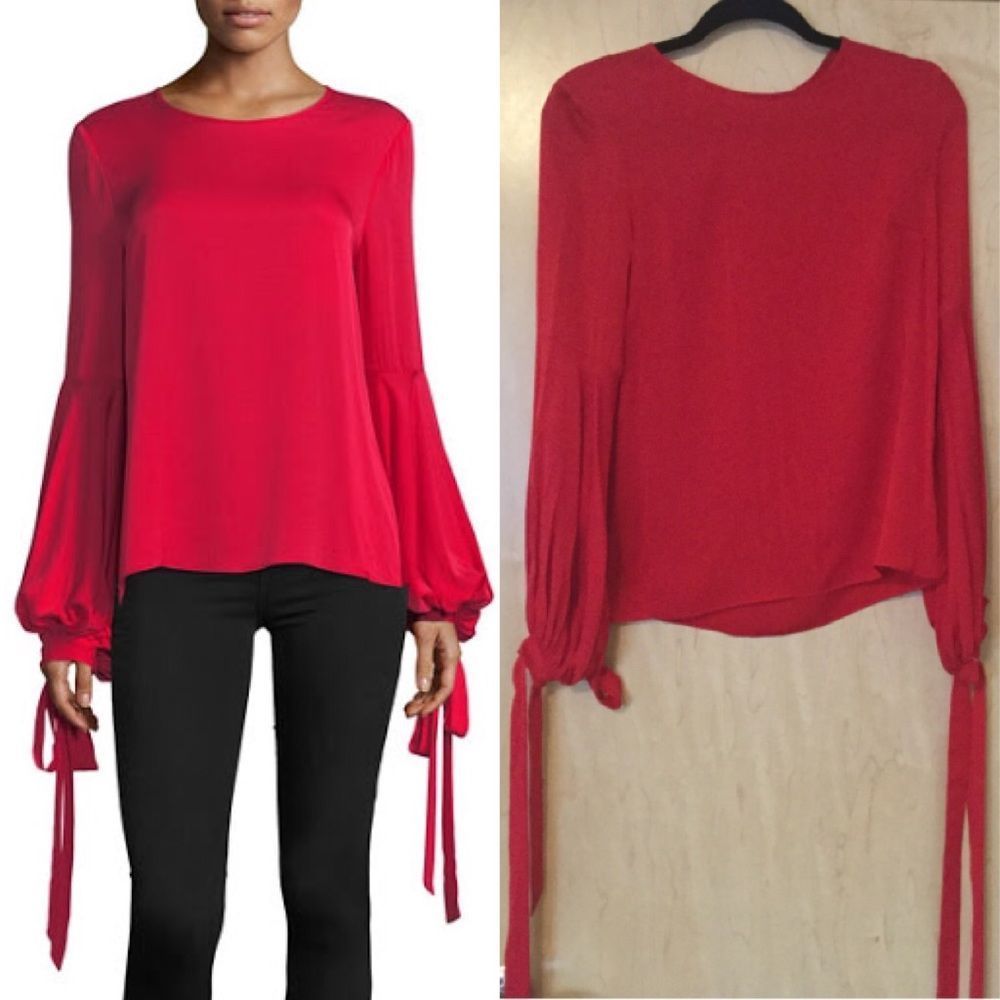 Milly Juliette Dramatic Bishop-Sleeve Stretch-Silk - Picture 1 of 8